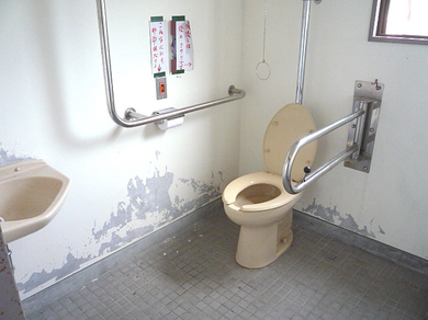 太鼓谷稲荷神社駐車場に行く途中にある身障者トイレの写真
